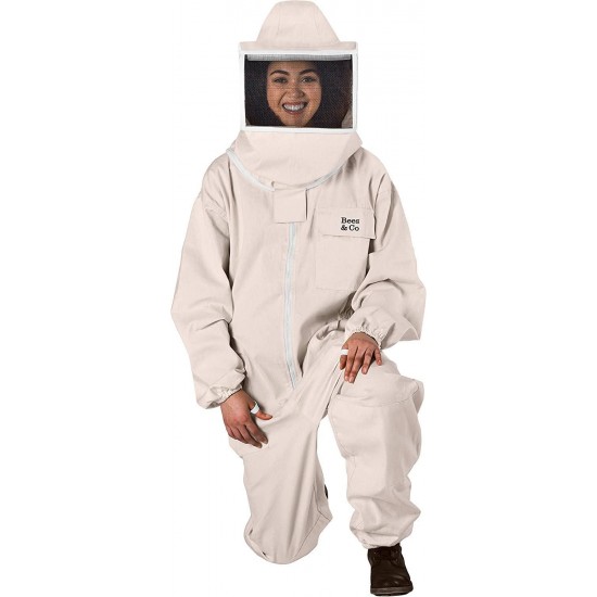 U75 Natural Cotton Beekeeper Suit with Square Veil, XXXL, Beige