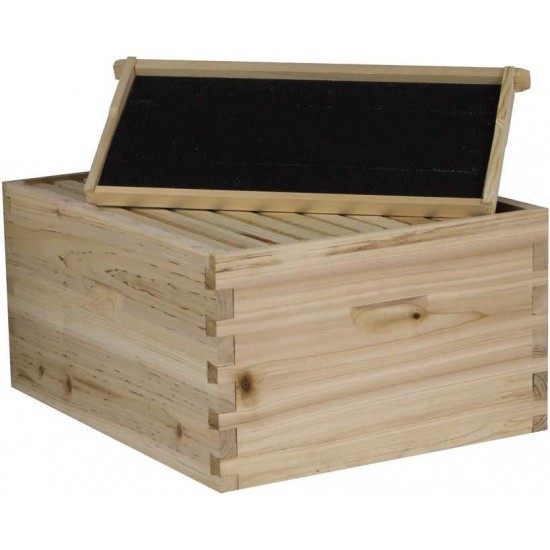 NuBee Starter 10 Frame Beehive Kit - Includes 2 Hive Bodies, 1 Super Box, Pine Frames, Wax Coated Foundations and More