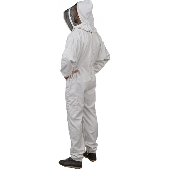 411 Polycotton Beekeeping Suit with Fencing Veil, 6XL, Linen White