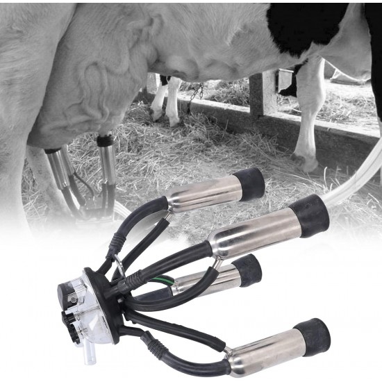 Cow Milking Cluster Milk Cup Set, Cow Milking Machine Cluster with Soft Silicone Liners Teat Cups for Cow Milking Machine Vacuum Pump