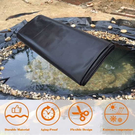 Pond Liner 20x30ft Fountain Liner HDPE Pond Liners Fish Pond Liners Black for Koi Ponds, Streams Fountains and Water Gardens 11.8mil Thickness