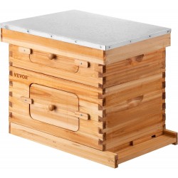 Bee Hive, 10 Frame Complete Beehive Kit, Dipped in 100% Natural Beeswax Includes 1 Deep Brood & 1 Medium Honey Super Box with Waxed Foundations, for Beginners & Pro Beekeepers, 2 Layer