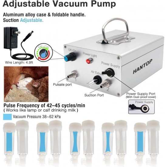 6L Goat Milking Machine, Portable Plug-in Speed Adjustable Pulsating Vacuum Pump, Food Grade 304 Stainless Steel Milk Bucket with Auto Stop Check Valve Goat Milker Machine (Classic Model)