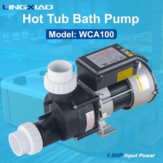 Bath Pump, 1.0HP Hot Tub Bath Pump - LX Pump Motor 115V, 1.5 Port, 0.75KW Input Power - Compatible with OEM models (Model: WCA100)