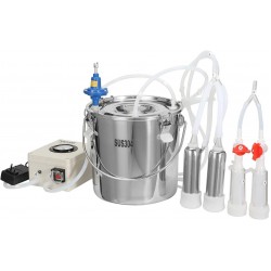 Goat Milking Machine, 12 L 304 Stainless Steel Bucket, Electric Automatic Pulsation Vacuum Milker, Portable Milker with Food-Grade Silicone Cups and Tubes, Adjustable Suction for Cows and Sheep