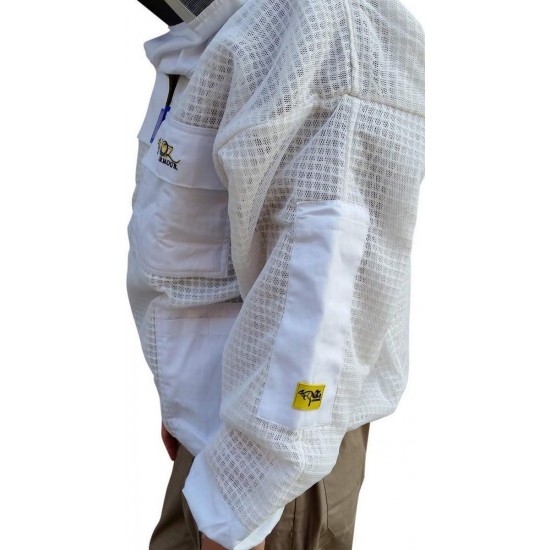 Beekeeping Ventilated Jacket Ultra Cool 3 Layers Mesh with 2 Hoods Fencing and Round Brim Hat(LARGE)