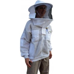 Beekeeping Ventilated Jacket Ultra Cool 3 Layers Mesh with 2 Hoods Fencing and Round Brim Hat(LARGE)