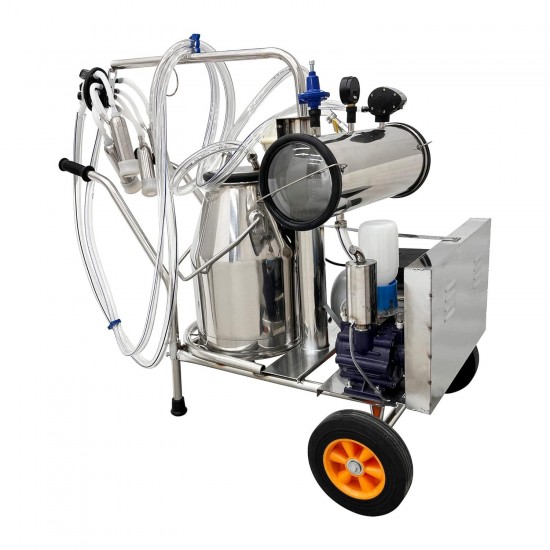 Electric Milking Machine 25L, Milker Machine 10-12 Cows per Hour, 110V 1440 RPM Milking Equipment, Cow Milking Machine Bucket Milker with 304 Stainless Steel Milk Bucket for Cows and Goat