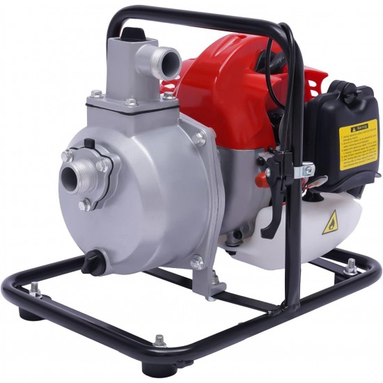 2 HP 1 Inch Gas Powered Water Pump, Single Cylinder Gasoline Engine Water Transfer Pump, Portable High Pressure Irrigation Pump, Suitable for Household Garden lawn Crop Irrigation