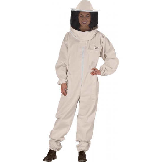 U73 Natural Cotton Beekeeper Suit With Round Veil