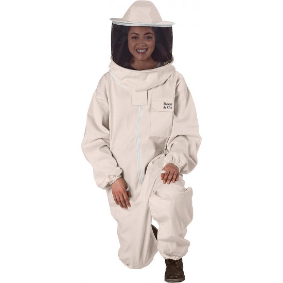 U73 Natural Cotton Beekeeper Suit With Round Veil