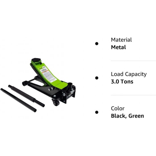 Tools 3 Ton (6,000 lbs.) Steel Floor Jack Quick Rise Dual Piston Pump Low Profile, Car Jack, Truck Jack, Service Jack, Farm Jack (A20002)