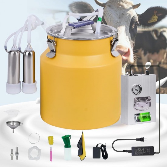 Rechargeable Cow Milking Machine Cow Milker 8L Battery/Electric Portable Milking Machine Automatic Powerful Vacuum Milker Machine Adjustable Suction for Dairy Cows (8L for Cow)