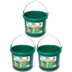 HB-60 9 Quart 2 Gallon Plastic Heated Bucket w/Metal Handle, Built in Thermostat, & Anti Chew Cord Protector, 60 Watt, Green (3 Pack)