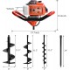 72CC Auger Post Hole Digger, 3KW 2 Stroke Gas Powered Earth Post Hole Digger with 3 Auger Drill Bits(5 & 6 & 8) + 1 Extension Rods for Farm Garden Plant