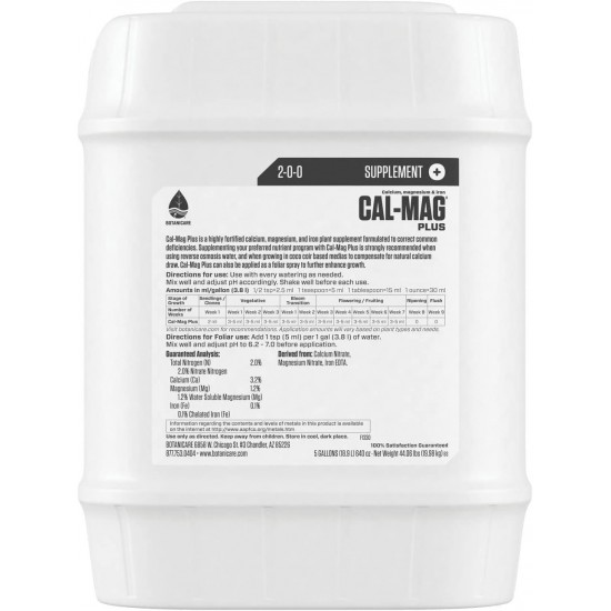 Cal-Mag Plus, A Calcium, Magnesium, And Iron Plant Supplement, Corrects Common Plant Deficiencies, Add To Water Or Use As A Spray, 2-0-0 NPK, 5 Gallon