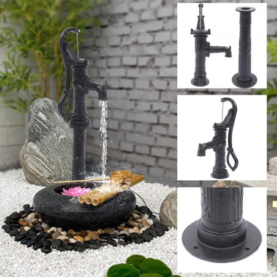 Vintage Hand Well Pump kit, Press Suction Manual Water Jet Pump Pitcher Water Pump with Heightening Base, Cast Iron Well Pump for Yard, Garden, Farm Irrigation