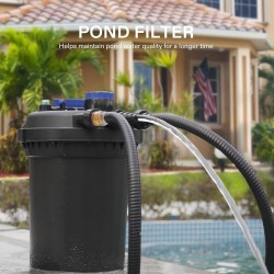 Bio Pressure Pond Filter, up to 2600 Gallons, Pond Filter System with Convenient Cleaning Crank Handle for Garden, Pool, Fishpond, Black