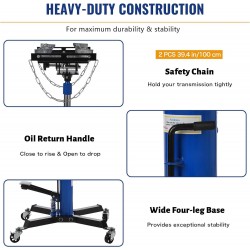 1322lbs Transmission Jack Lift with Anti-Slip Rubber Pad, Adjustable Telescoping Hydraulic Transmission Jack, High Lift Single Telescopic Jacks Hoist w/Pedal, 33.8 to 72.8 Lifting Range