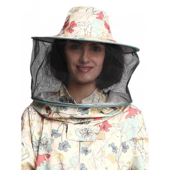 Professional Bee Suit with Round Hood - Thick Cotton Bee Suit Women Floral Colorfull (S)