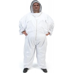 411P Big and Tall Polycotton Beekeeping Suit with Fencing Veil, 4XL, Arctic White