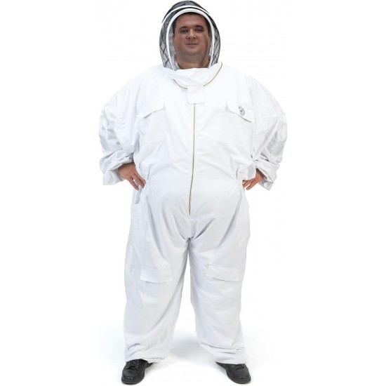 411P Big and Tall Polycotton Beekeeping Suit with Fencing Veil, 4XL, Arctic White