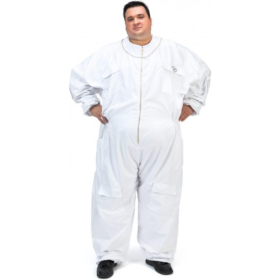 411P Big and Tall Polycotton Beekeeping Suit with Fencing Veil, 4XL, Arctic White