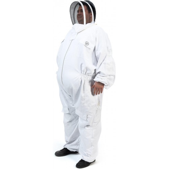 411P Big and Tall Polycotton Beekeeping Suit with Fencing Veil, 4XL, Arctic White