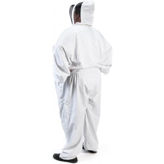 411P Big and Tall Polycotton Beekeeping Suit with Fencing Veil, 4XL, Arctic White