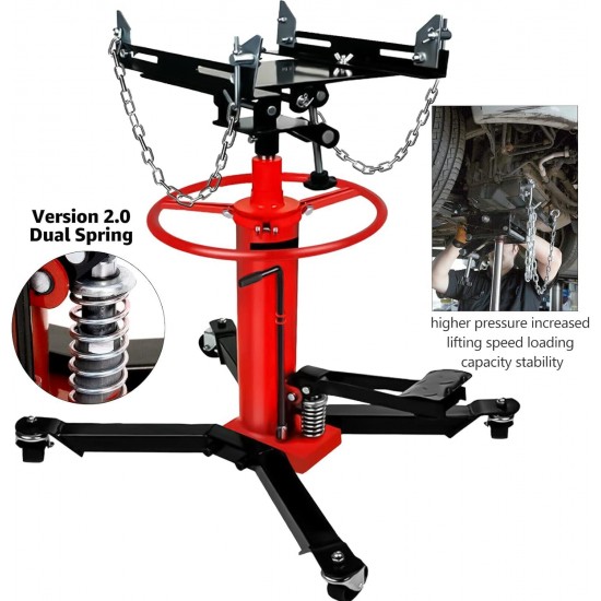 Hydraulic Transmission Jack, 34 - 70 Adjustable Height Telescoping Transmission Hydraulic Garage/Shop 1100 lbs/ 0.5 Ton 2 Stage Hydraulic 360° Swivel Wheel Lift Hoist for Car Lift