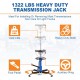 Transmission Jack Lift 1322lbs, 2 Stage Adjustable Telescoping Hydraulic Transmission Jack, High Lift Dual Telescopic Trans Jacks Hoist w/Pedal, 34 to 68 Lifting Range