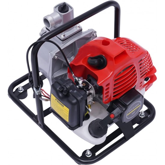 2 HP 1 Inch Gas Powered Water Pump, Single Cylinder Gasoline Engine Water Transfer Pump, Portable High Pressure Irrigation Pump, Suitable for Household Garden lawn Crop Irrigation