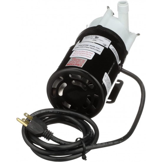 581503, 115 Volt, 1/12 HP, 750 GPH 3-MD-SC Semi-Corrosive Chemical Magnetic Drive Pump, 6-Foot Cord with Plug, Black/White