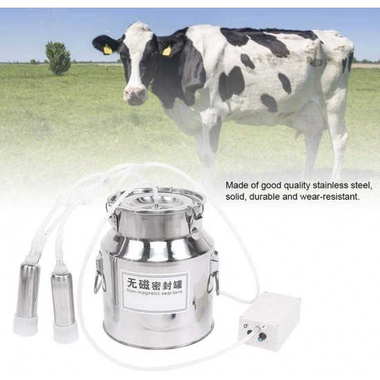 Electric Milking Machine, 14L Portable Stainless Steel Milker Milking Machine Adjustable with Vacuum Pump Speed Adjustable for Sheep Cows (for Cow US Plug 100-240V)