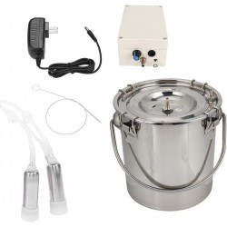 Milking Machine, Portable Electric Cow Milker Milking Kit with 2 Teat Cups Adjustable Vacuum Pump Box 5L Stainless Steel Milk Bucket 100-240V(Cow US Plug)