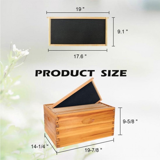 Bee Hive Starter Kit, 8 Frame Bee Hives,Hive Include 2 Deep Bee Box 2 Medium Beehive Box with Bee Frames and Wax Foundation,Unassembled Beehive Starter Kit for Beekeeper