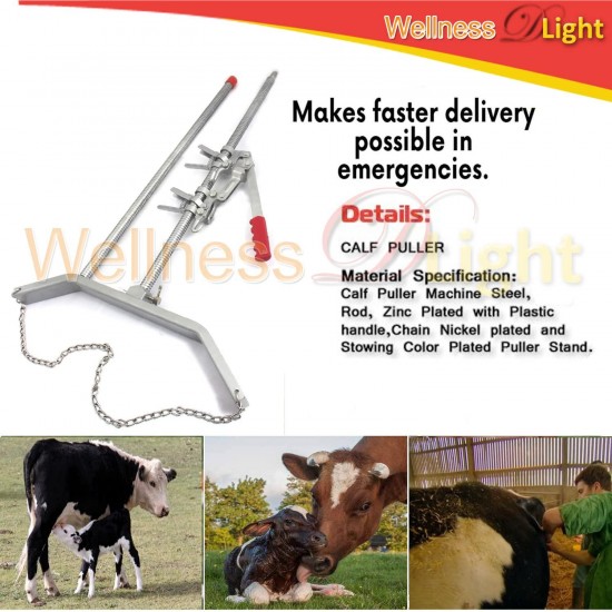 Stainless Steel Calf Puller Calving Durable Ratchet Delivery Cattle Birthing Veterinary Instruments by WDL, Silver, 65 inches