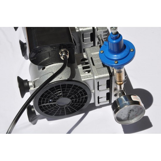 Controlled Twin Piston Oil-Less Vacuum Pump 5.5CFM 3/4HP Regulator/Gauge Hardware Kit Pressure Control Oil- Clean No Oil Mist