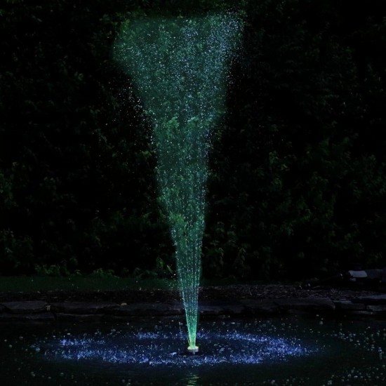 1400 Floating Water Fountain with 48 LED Lights, 1,480 GPH Pump, 33 Foot Power Cord - Provides Aeration and Decorative Display (Color Changing)