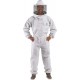 U73 Natural Cotton Beekeeper Suit with Round Veil, M, White