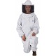 U73 Natural Cotton Beekeeper Suit with Round Veil, XL, White