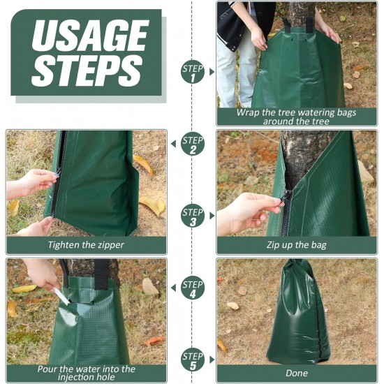 20 Pack Tree Watering Bags 20 Gallon PVC Slow Release Heavy Duty Tree Water Bag Bulk with Zipper and Handle Reusable Plant Drip Irrigation System for Trees Irrigation, 5-8 Hours Releasing Time