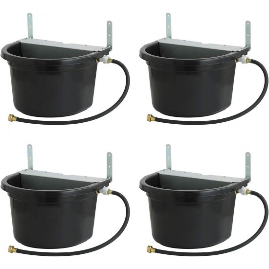 FW16MTLBLACK 4 Gallon Capacity Automatic Float Controlled Waterer Animal Horse & Cattle Livestock Water Trough, Black (4 Pack)