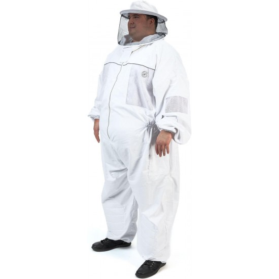 430P Big and Tall Ventilated Beekeeping Suit with Round Veil, 6XL, Arctic White