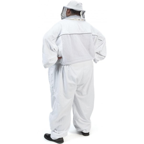 430P Big and Tall Ventilated Beekeeping Suit with Round Veil, 6XL, Arctic White