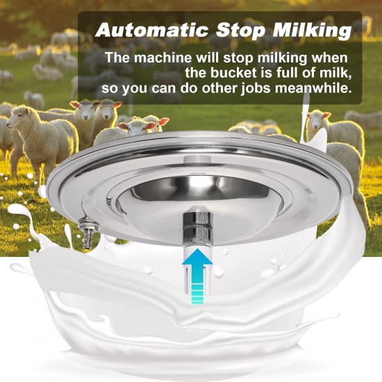 Electric Milking Machine for Goats 3L Portable Pulsation Adjustable Vacuum Pressure Pump Milker with Livestock Milking Machine