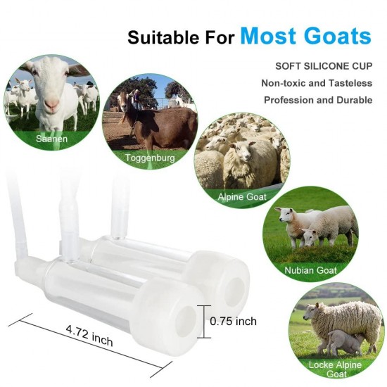 Electric Milking Machine for Goats/Cows 3L/7L/14L Portable Pulsation Vacuum Pump Milker with Stainless Steel Milk Bucket