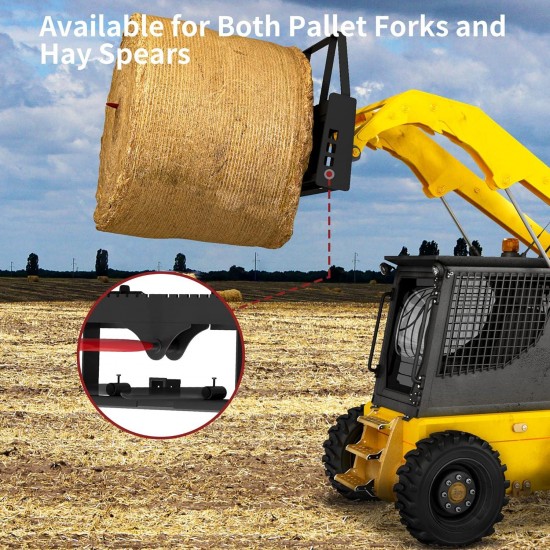 4000lbs Skid Steer Pallet Fork Attachment, 48 Pallet Fork Frame with 48 Fork Blades for Loaders Tractors Quick Tach Mount