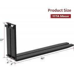 4000lbs Skid Steer Pallet Fork Attachment, 48 Pallet Fork Frame with 48 Fork Blades for Loaders Tractors Quick Tach Mount