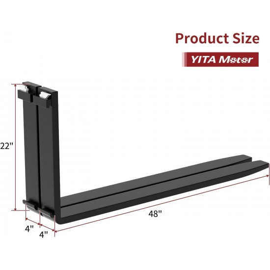 4000lbs Skid Steer Pallet Fork Attachment, 48 Pallet Fork Frame with 48 Fork Blades for Loaders Tractors Quick Tach Mount